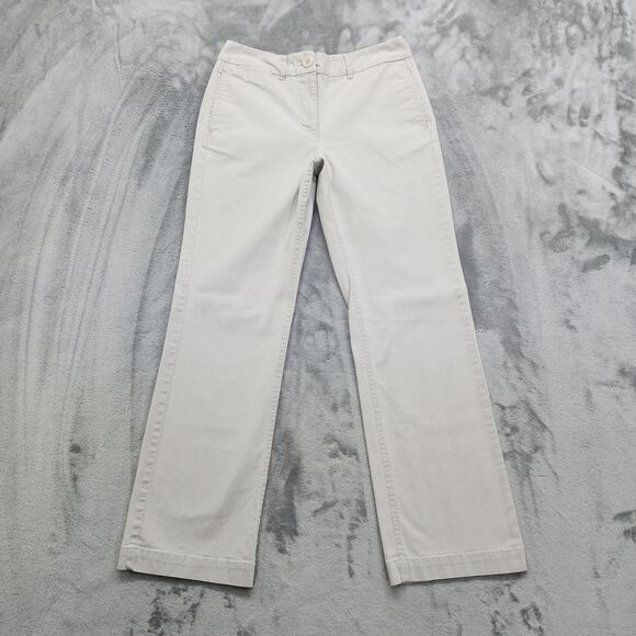 Vintage Talbots Pants Womens 2 Beige Khaki Stretch Cotton High Rise Straight Leg - Picture 1 of 9